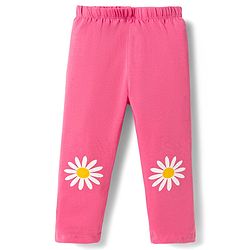 Babyhug Cotton Lycra Knit Full Length Leggings with Floral Print Pack of 3 - Multicolor
