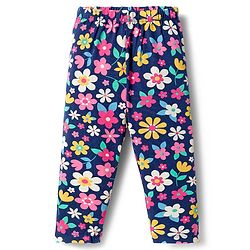 Babyhug Cotton Lycra Knit Full Length Leggings with Floral Print Pack of 3 - Multicolor