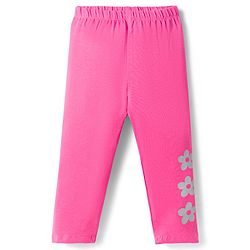 Babyhug Cotton Lycra Knit Full Length Leggings with Floral Print Pack of 3 - Multicolor