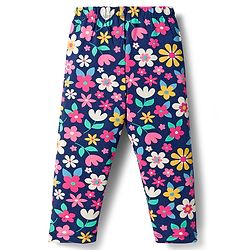 Babyhug Cotton Lycra Knit Full Length Leggings with Floral Print Pack of 3 - Multicolor