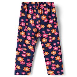 Babyhug Cotton Lycra Knit Full Length Leggings with Floral Print Pack of 3 - Multicolor