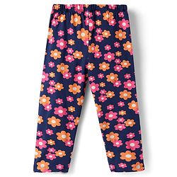 Babyhug Cotton Lycra Knit Full Length Leggings with Floral Print Pack of 3 - Multicolor