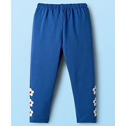 Babyhug Cotton Knit Full Length Leggings with Floral & Heart Print Pack of 3 - Red Blue & White