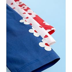 Babyhug Cotton Knit Full Length Leggings with Floral & Heart Print Pack of 3 - Red Blue & White