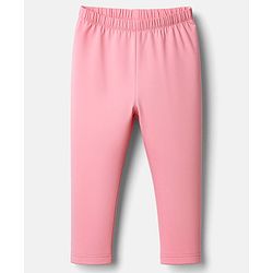 Babyhug Cotton Lycra Knit Full Length Solid Colour Leggings - Pink