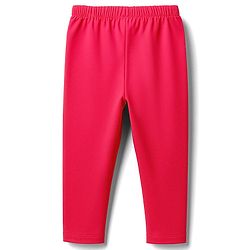 Babyhug Cotton Lycra Knit Full Length Solid Colour Leggings - Red