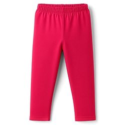 Babyhug Cotton Lycra Knit Full Length Solid Colour Leggings - Red