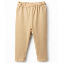 Babyhug Cotton Lycra Knit Full Length Solid Colour Leggings - Beige
