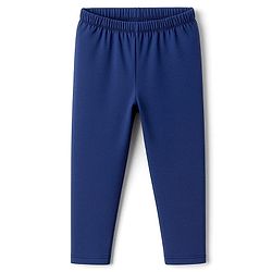 Babyhug Cotton Lycra Knit Full Length Solid Colour Leggings - Navy Blue