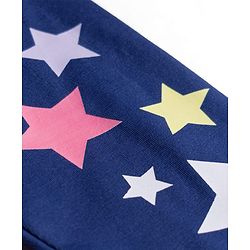 Babyhug Cotton Lycra Knit Full Length Leggings With Star Print - Navy Blue