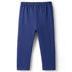 Babyhug Cotton Lycra Knit Full Length Leggings With Star Print - Navy Blue