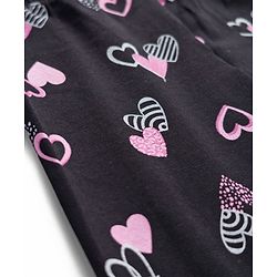 Babyhug Cotton Lycra Knit Full Length Leggings With Heart Print - Black