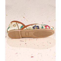 Cute Walk by Babyhug Slip On Mojaris with Floral Embroidery - Beige