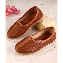 Cute Walk by Babyhug Slip on Self Designed Mojaris - Brown