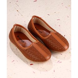 Cute Walk by Babyhug Slip on Self Designed Mojaris - Brown