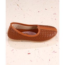 Cute Walk by Babyhug Slip on Self Designed Mojaris - Brown