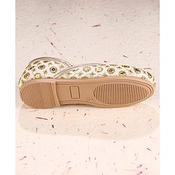 Cute Walk by Babyhug Slip On Mojaris With Sequin Embroidery - Golden