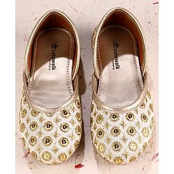 Cute Walk by Babyhug Slip On Mojaris With Sequin Embroidery - Golden