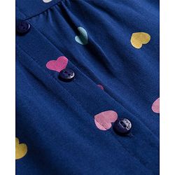 Babyhug Cotton Knit Full Sleeves Co-ord Night Suit With Heart Print - Navy Blue