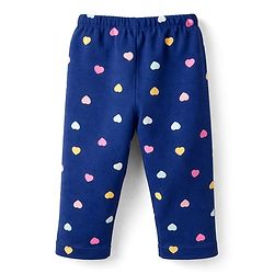 Babyhug Cotton Knit Full Sleeves Co-ord Night Suit With Heart Print - Navy Blue