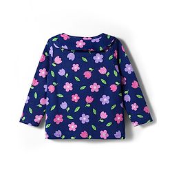 Babyhug Cotton Knit Full Sleeves Co-ord Night Suit With Floral Print - Navy Blue