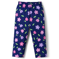 Babyhug Cotton Knit Full Sleeves Co-ord Night Suit With Floral Print - Navy Blue