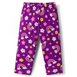 Babyhug Cotton Knit Full Sleeves Co-ord Night Suit With Rainbow & Floral Print - Purple