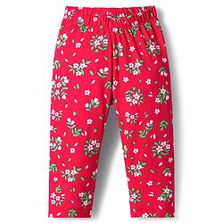 Babyhug Cotton Knit Full Sleeves Co-ord Night Suit With Floral Print - Red