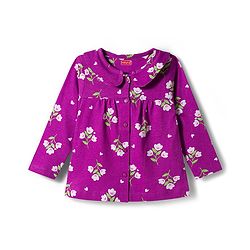 Babyhug Cotton Knit Full Sleeves Co-ord Night Suit With Floral Print - Purple