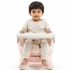 Babyhug 2 in 1 Multipurpose Kids Chair & Meal Chair with Detachable Tray - Pink| BPA-Free| Toddler Chair with Cushioned Seat| High Backrest & Stable Legs