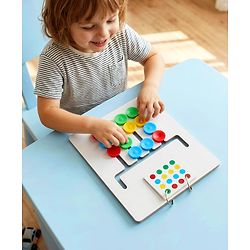 Babyhug Wooden Montessori Slide Puzzle| Colour & Pattern Matching Learning Toy| Early Brain Development| Motor Skills| Gift for Boys & Girls| BIS Certified| Gifting Option for 4 Years+