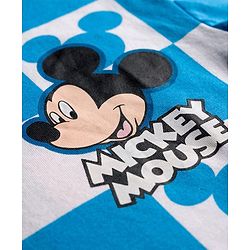 Babyhug Disney Single Jersey Knit Drop Shoulder Half Sleeves Oversized T-Shirt & Shorts Co-ord Set With Mickey Mouse Front & Back Print - Blue & White
