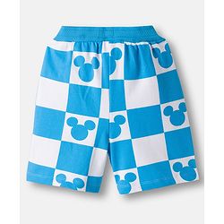 Babyhug Disney Single Jersey Knit Drop Shoulder Half Sleeves Oversized T-Shirt & Shorts Co-ord Set With Mickey Mouse Front & Back Print - Blue & White
