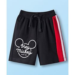 Babyhug Disney Single Jersey Knit Half Sleeve T-Shirt & Shorts Set with Mickey Mouse Graphic - Black & White