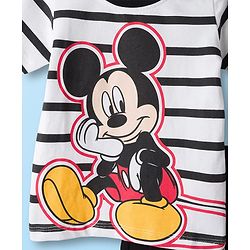 Babyhug Disney Single Jersey Knit Half Sleeve T-Shirt & Shorts Set with Mickey Mouse Graphic - Black & White
