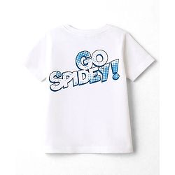 Babyhug Marvel Single Jersey Knit Half Sleeves T-Shirt & Shorts Set with Front & Back Spiderman Graphic - Blue & White
