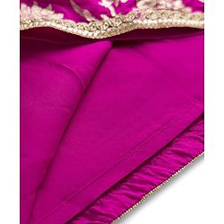 Babyhug Woven Half Puffed Sleeves Choli Lehenga Set with Dupatta & Floral Foil Print - Purple