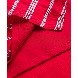 Babyhug Woven Full Sleeves Kurta Pyjama Set With Embroidery & Sequin Detailing - Red