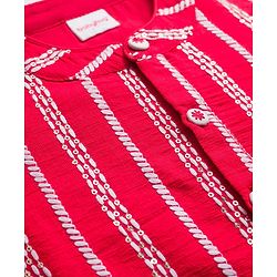 Babyhug Woven Full Sleeves Kurta Pyjama Set With Embroidery & Sequin Detailing - Red