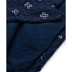 Babyhug Woven Full Sleeves Embroidered Kurta Pyjama Set - Navy Blue & White