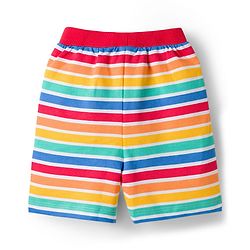 Babyhug Marvel Single Jersey Knit Half Sleeves Striped T-Shirt & Shorts Set with Spiderman Graphic - Multicolor