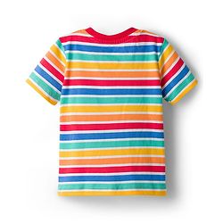 Babyhug Marvel Single Jersey Knit Half Sleeves Striped T-Shirt & Shorts Set with Spiderman Graphic - Multicolor