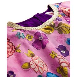 Babyhug Woven Half Sleeves Indo Western Set With Floral Print - Purple