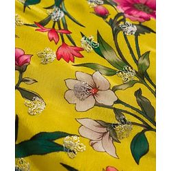 Babyhug Woven Sleeveless Floral Printed Indo Western Set - Yellow