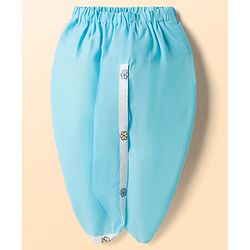 Babyhug Woven Full Sleeves Kurta & Dhoti Set with Floral Embroidery - Light Blue