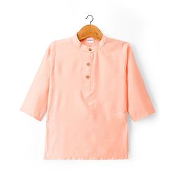 Babyhug Woven Full Sleeves Kurta Pajama Set with Embroidered Jacket - Peach