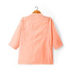 Babyhug Woven Full Sleeves Kurta Pajama Set with Embroidered Jacket - Peach