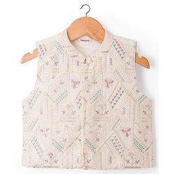 Babyhug Woven Full Sleeves Kurta Pajama Set With Floral Embriodery Jacket - Pink