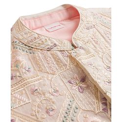 Babyhug Woven Full Sleeves Kurta Pajama Set With Floral Embriodery Jacket - Pink