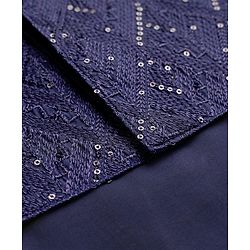 Babyhug Woven Full Sleeves Kurta Pajama Set With Sequin Detailing Jacket - Navy Blue
